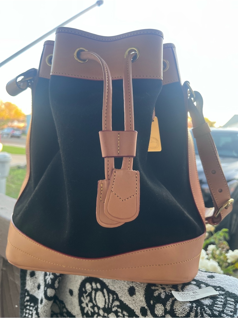Dooney & Bourke Black Canvas Drawstring - Picture 9 of 11